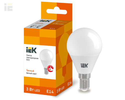 LLE-G45-3-230-30-E14 | Лампа светодиодная G45 шар 3Вт 230В 3000К E14 | IEK
