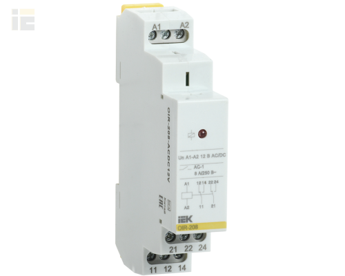 OIR-208-ACDC12V | Реле промежуточное модульное OIR 2 контакта 8А 12В AC/DC | IEK
