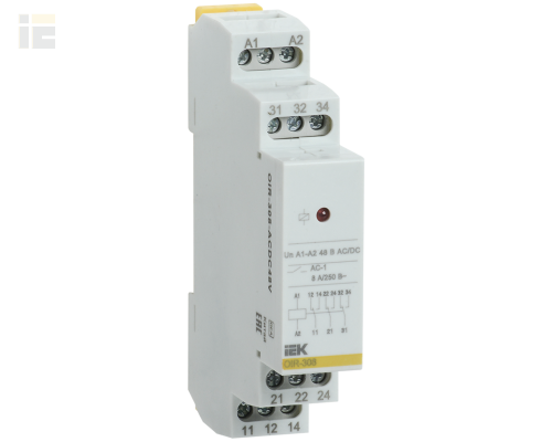 OIR-308-ACDC48V | Реле промежуточное модульное OIR 3 контакта 8А 48В AC/DC | IEK