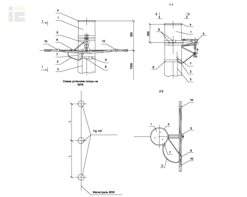 Опора Пд151 деревянная промежуточная одноцепная
