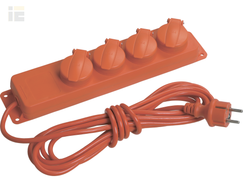 WYP10-16-04-05-44-N | Удлинитель У04В 4 места с защитными крышками IP44 2P+PE/5м 3х1мм2 16А/250В | IEK