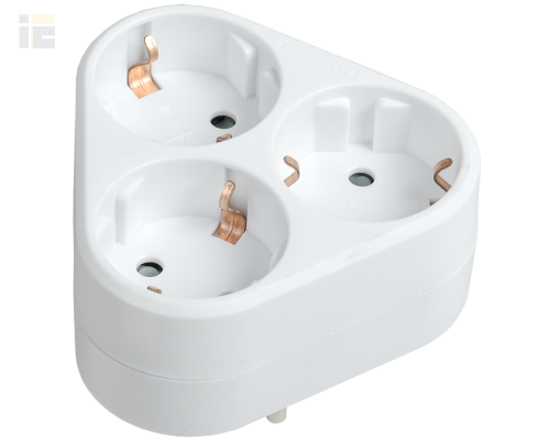 WTP10-16-03-Z-K01 | Тройник Т-01/03 3 места 2P+PE 16А треугольный белый | IEK