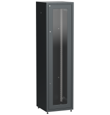 ITK LINEA E Шкаф напольный сетевой 19 42U 600х600мм стеклянная передняя дверь задняя металлическая черный