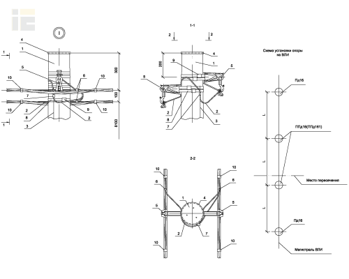 Опора ППд161 деревянная промежуточная переходная двухцепная