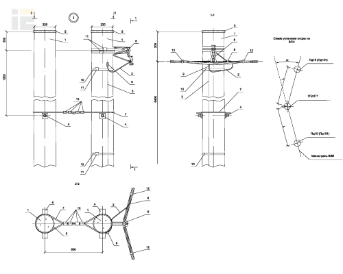 Опора УПд171 деревянная угловая промежуточная одноцепная