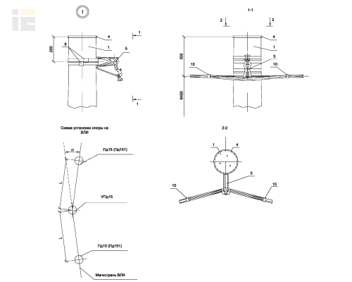 Опора УПд15 деревянная угловая промежуточная одноцепная