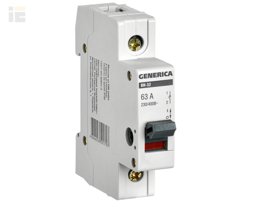 MNV15-1-063 | Выключатель нагрузки (мини-рубильник) ВН-32 1Р 63А | GENERICA