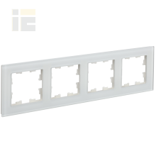 BRITE Рамка 4-местная РУ-4-2-Бр стекло белый матовый IEK