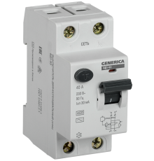 Выключатель дифференциальный (УЗО) ВД1-63 2Р 40А 30мА GENERICA