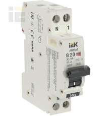 ARMAT Автоматический выключатель дифференциального тока B06S 1P+NP B20 30мА тип AC (18мм) IEK