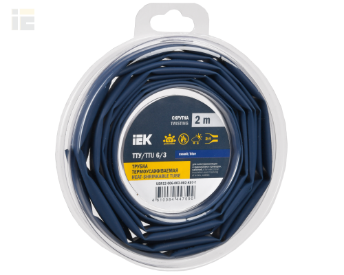 Трубка термоусадочная ТТУ нг-LS 6/3 синяя (2м/упак)