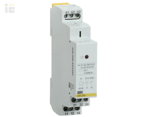 OIR-208-AC230V | Реле промежуточное модульное OIR 2 контакта 8А 230В AC | IEK