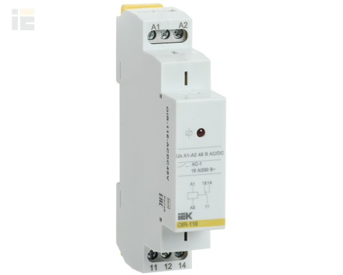 OIR-116-ACDC48V | Реле промежуточное модульное OIR 1 контакт 16А 48В AC/DC | IEK
