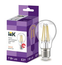 Лампа светодиодная A60 груша прозрачная 7Вт 230В 3000К E27 серия 360° IEK