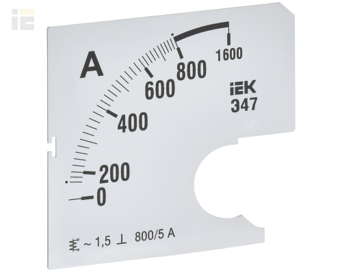 Шкала сменная для амперметра Э47 800/5А класс точности 1,5 72х72мм IEK