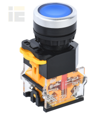 Кнопка управления D8-11T d=22мм 1з+1р с фиксацией синяя IEK