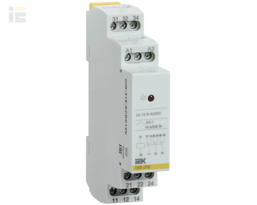 OIR-316-ACDC12V | Реле промежуточное модульное OIR 3 контакта 16А 12В AC/DC | IEK