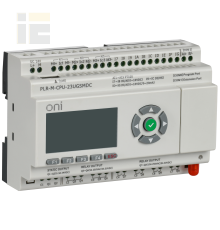 Микро ПЛК ONI. Расширяемая версия. Со встроенным экраном. 10 дискретных входов (4 как U/I, 2 как 0-10В, 4 до 60кГц), 2 транзисторных выхода до 10кГц, 8 релейных выходов. RTC. SD карта. RS485. Ethernet. GSM/LTE. Напряжение питания 24В DC