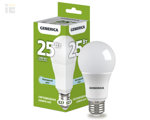 LL-A65-25-230-65-E27-G | Лампа LED A65 груша 25Вт 230В 6500К E27 | GENERICA
