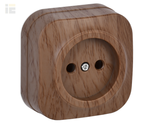 ERH10-K24-10 | Розетка одноместная для открытой установки РС20-2-ХД без заземления 10А GLORY дуб | IEK