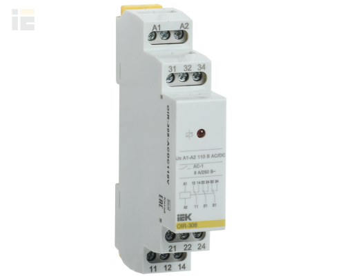 OIR-308-ACDC110V | Реле промежуточное модульное OIR 3 контакта 8А 110В AC/DC | IEK