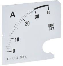 Шкала сменная для амперметра Э47 30/5А класс точности 1,5 96х96мм IEK