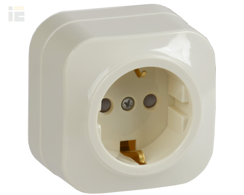 ERH14-K33-16 | Розетка одноместная для открытой установки РСш20-3-ХК с заземлением и защитной шторкой 16А GLORY кремовый | IEK