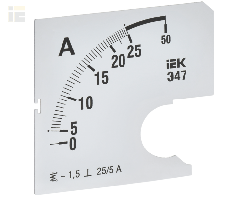 Шкала сменная для амперметра Э47 25/5А класс точности 1,5 72х72мм IEK