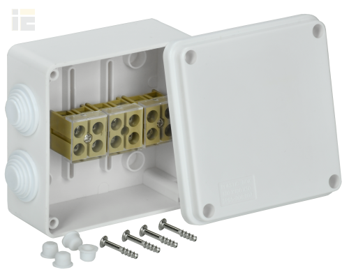 UKO10-100-050-100-K01-E | Коробка распаячная КМ для открытой проводки 100х100х50мм белая | IEK