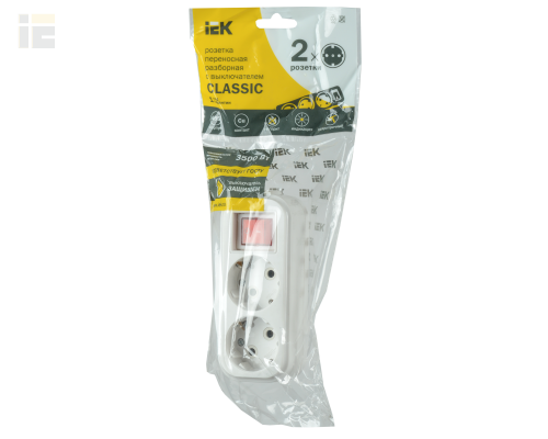 KYP11-16-02-00-ZK | Розетка разборная переносная с выключателем К02В 2 места CLASSIC | IEK