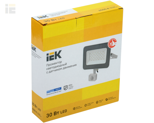 LPDO702-30-K03 | Прожектор светодиодный СДО 07-30Д с датчиком движения IP54 серый | IEK