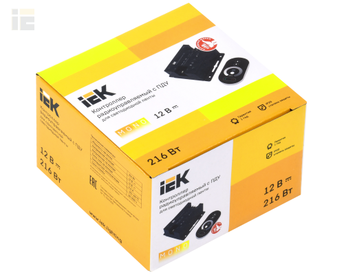 LSC1-MONO-216-RF-20-12-B | Контроллер с ПДУ радио MONO 3 канала 12В 6А 216Вт черный | IEK