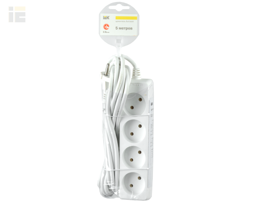 WYP10-06-04-05-N | Удлинитель У4 4 места 2P/5м 2х0,75мм2 10А/250В | IEK