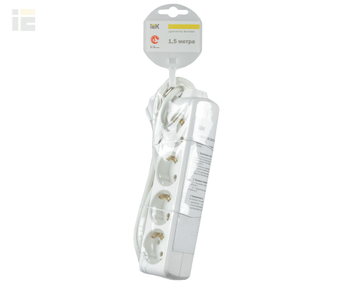 WYP10-16-04-01-Z-17 | Удлинитель У04 4 места 2P+PE/1,5м 3х1мм2 16А/250В | IEK