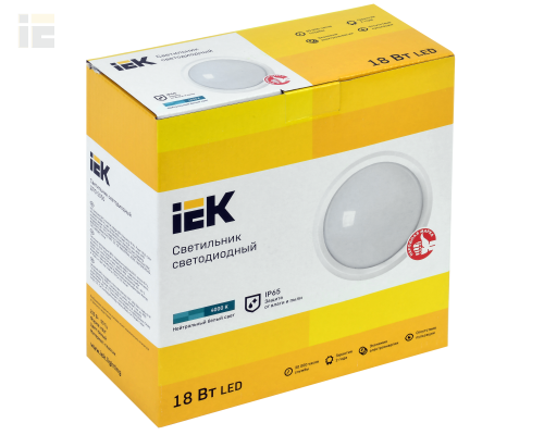 LDPO0-5050-18-4000-K01 | Светильник светодиодный ДПО 5050 18Вт 4000К IP65 круг белый | IEK