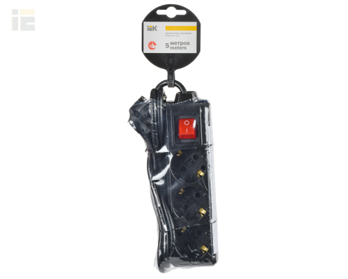 WYP10-16-03-05-ZK-K02 | Удлинитель У03К 3 места с заземлением 5м 3х1мм2 16А 250В черный | IEK