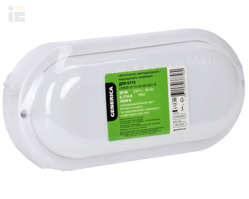LDPO0-0113-20-40-K01-G | Светильник LED ДПО 0113 20Вт IP65 4000К овал | GENERICA