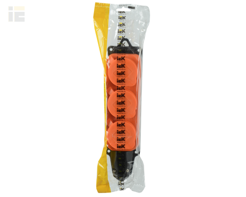 PKR61-016-2-K09 | Розетка (колодка) 3-местная РБ33-1-0м с защитными крышками IP44 ОМЕГА каучук оранжевая | IEK