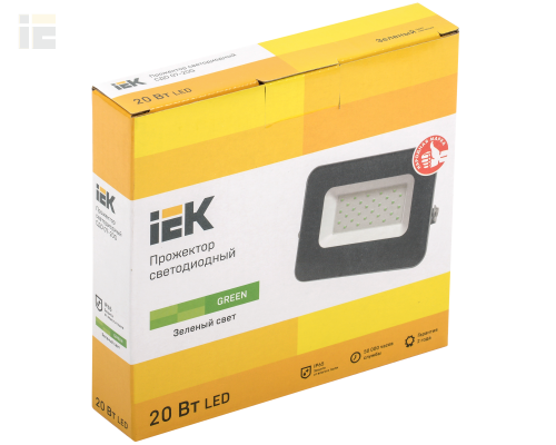 LPDO7G-01-20-K03 | Прожектор светодиодный СДО 07-20G green IP65 серый | IEK