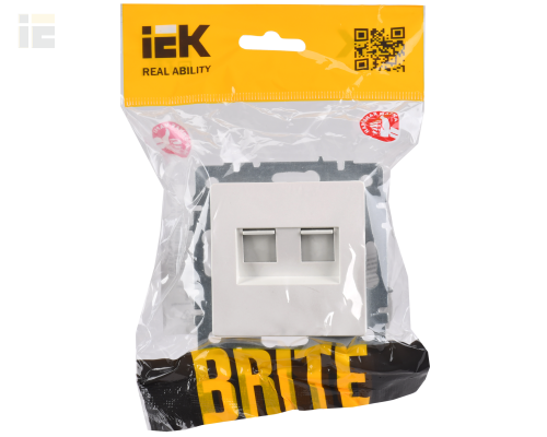 BR-KT20-O-1-K36 | BRITE Розетка двойная RJ11+RJ45 кат.5E РК/Т12-БрЖ жемчуг | IEK