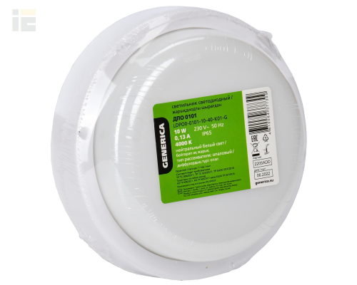 LDPO0-0101-10-40-K01-G | Светильник LED ДПО 0101 10Вт IP65 4000К круг | GENERICA