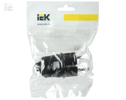 EVP10-16-01-K02 | Вилка разборная прямая ВПп10-02-Ст с заземляющим контактом 16А черная | IEK