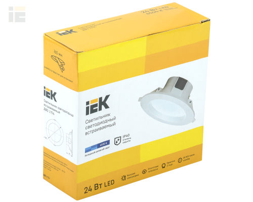 LDVO0-1704-24-6500-K01 | Светильник светодиодный ДВО 1704 круг 24Вт 6500K IP40 белый | IEK