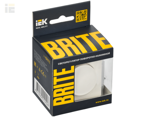 BR-D20-0600-K01 | BRITE Светорегулятор поворотно-нажимной 600Вт СС10-1-0-БрБ белый | IEK