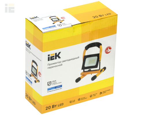 LPDO603-020-65-K02 | Прожектор светодиодный СДО 06-20П переносной 6500К IP65 черный | IEK