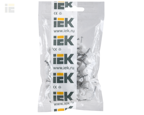 USK21-10-100 | Скоба 10мм плоская пластиковая (100шт) | IEK