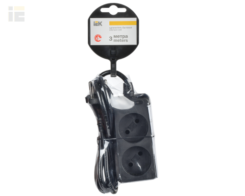 WYP10-06-02-03-K02 | Удлинитель У2 2 места без заземления 3м 2х0,75мм2 10А 250В черный | IEK