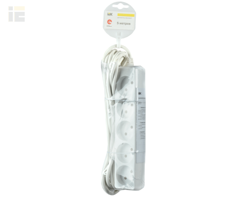 WYP10-06-05-05-N | Удлинитель У5 5 мест 2P/5м 2х0,75мм2 10А/250В | IEK