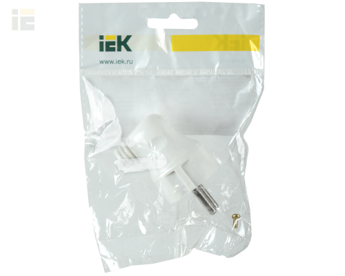 EVP11-16-01-K01 | Вилка разборная угловая ВПу11-01-Ст с заземляющим контактом 16А белая | IEK