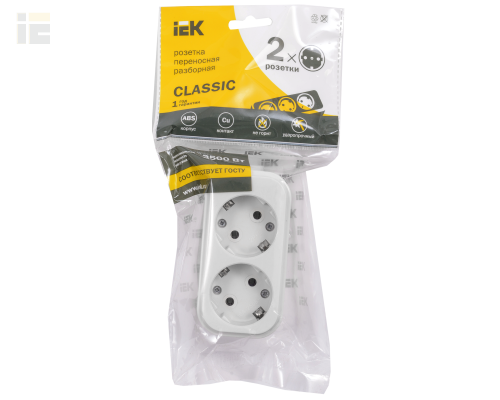KYP11-16-02-00-Z | Розетка разборная переносная К02 2 места CLASSIC | IEK